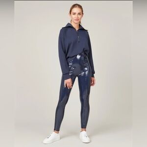 Spanx Faux Patent Leather Leggings in Navy